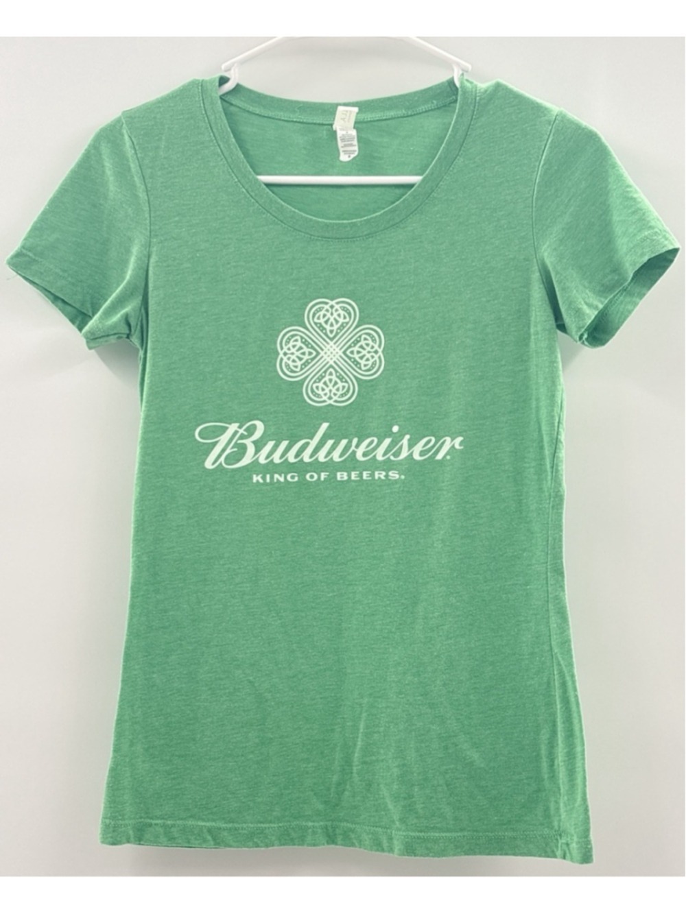 Bella Canvas Budweiser King Of Beers Tee M Green Irish Celtic Shamrock Retro